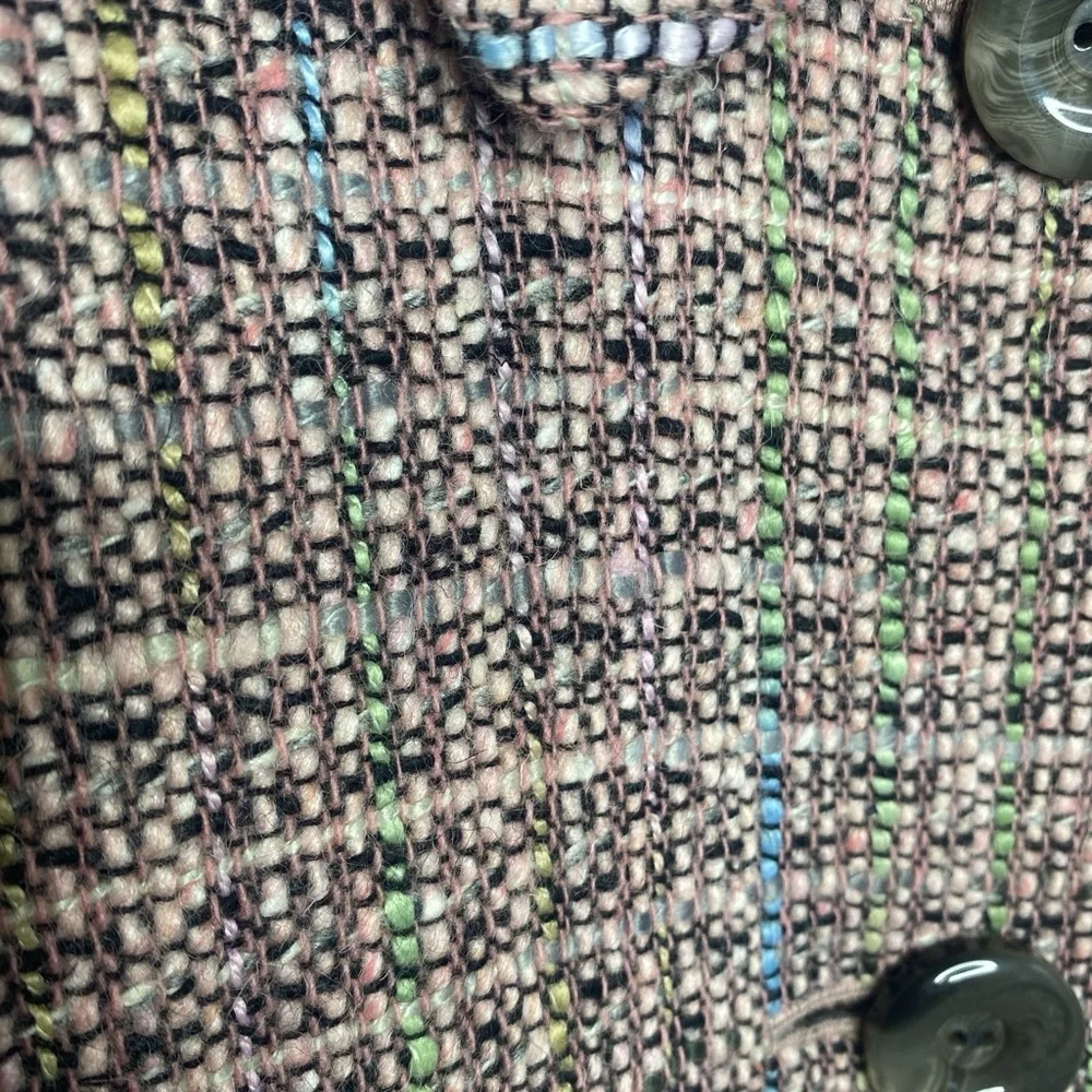 TAHARI Pink Black Mint and Blue tweed Two pocket classic Blazer Size Size 10 - Picture 6 of 7